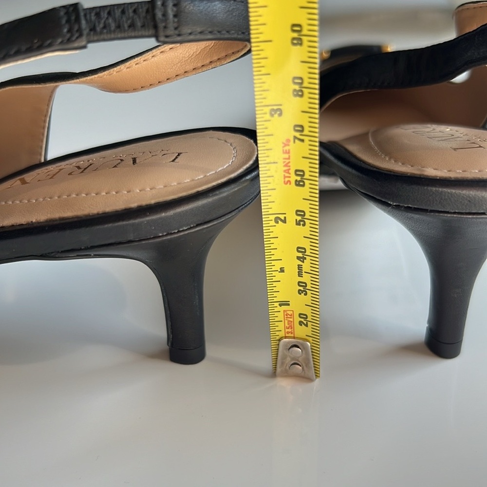 Lauren Ralph Lauren Black Slingback Kitten Heels with Gold Accent - Picture 9 of 9